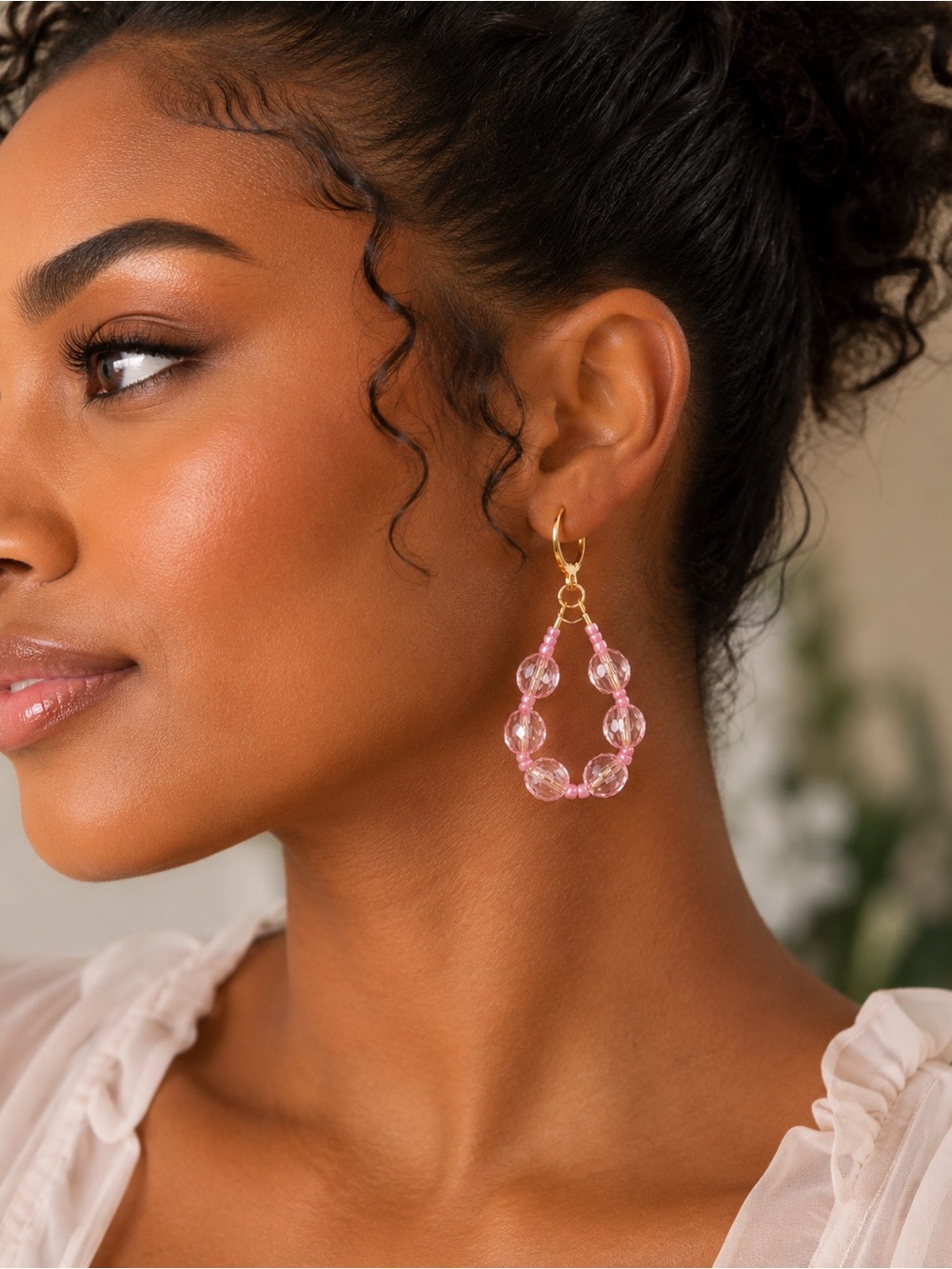Elegant Pink Beaded Earrings
